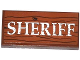 Part No: 87079pb0154  Name: Tile 2 x 4 with Wood Grain and 'SHERIFF' Pattern (Sticker) - Set 79109