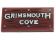 Part No: 87079pb0698  Name: Tile 2 x 4 with 'GRIMSMOUTH COVE', Wood Grain and 6 Nails Pattern (Sticker) - Set 70431