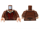 Part No: 973pb1140c01  Name: Torso LotR Jacket Rumpled and Red Vest Pattern (Frodo) / Reddish Brown Arms / Light Nougat Hands