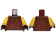 Part No: 973pb2025c01  Name: Torso SW Naboo Security Guard Leather Vest Pattern / Yellow Arms / Dark Brown Hands