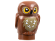 Part No: bb1355pb01  Name: Owl, Small with Black Beak, Bright Light Orange Eyes, and Dark Tan Feathers Pattern