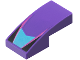 Part No: 11477pb210  Name: Slope, Curved 2 x 1 x 2/3 with Medium Azure V-Shaped Center Panel, Magenta Stripes, Black Triangles Pattern