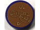 Part No: 14769pb760  Name: Tile, Round 2 x 2 with Bottom Stud Holder with Cats and Hearts Carving on Medium Nougat Background Pattern (Sticker) - Set 41445