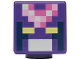 Part No: 19729pb072  Name: Minifigure, Head, Modified Cube with Pixelated Bright Light Yellow Eyes, White Mouth, Bright Pink and Dark Pink Helmet Pattern (Minecraft Crystal Knight)