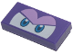 Part No: 3069pb0894  Name: Tile 1 x 2 with Blue and White Eyes Partially Closed, Medium Lavender Eyelids Pattern (Super Mario Spiny Cheep Cheep)