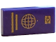 Part No: 3069pb1324  Name: Tile 1 x 2 with Passport with Gold Wire Frame Globe and Lines Pattern