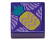 Part No: 3070pb233  Name: Tile 1 x 1 with Medium Lavender Tropical Leaves and Yellow Pineapple with Dark Turquoise Top Pattern