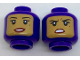Part No: 3626pb1764  Name: Minifigure, Head Dual Sided Female Balaclava with Medium Nougat Face, Black Eyebrows, Eyelashes, Beauty Mark, Dark Red Lips, Open Mouth Smile with Teeth / Concerned Pattern