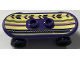 Part No: 42511c01pb37  Name: Minifigure, Utensil Skateboard Deck with Bright Pink and Black Stripes, Lines, Zigzags and Chevrons on Bright Light Yellow Background Pattern (Sticker) with Black Wheels (42511pb37 / 2496) - Set 41702