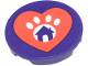 Part No: 67095pb061  Name: Tile, Round 3 x 3 with Coral Heart, Dark Purple House and White Paw Print Pattern (Sticker) - Set 41699