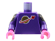 Part No: 973p90new2c12  Name: Torso with Classic Space Logo High on Torso Pattern, Inside with Ribs (second reissue) / Dark Purple Arms with Black and Gold Armor Pattern / Dark Pink Hands