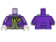 Part No: 973pb0983c01  Name: Torso Batman Suit with Lime Vest, Dark Green Bow Tie and Yellow Flower Pattern (Joker) / Dark Purple Arms / White Hands