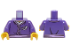 Part No: 973pb2092c01  Name: Torso Ninjago Jacket with Three White Buttons, Medium Lavender Belt, White Undershirt and Mail Horn Pattern / Dark Purple Arms / Yellow Hands