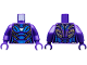 Part No: 973pb3719c01  Name: Torso Female Armor, White Arc Reactor, Blue Panels and Gold Trim Pattern / Dark Purple Arms / Dark Purple Hands