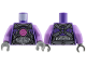 Part No: 973pb6520c01  Name: Torso Female Armor, Dark Silver Plates, Silver Trim, Magenta Hourglass Pattern / Medium Lavender Arms / Dark Bluish Gray Hands
