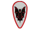 Part No: 2586p4f  Name: Minifigure, Shield Ovoid with Black and Red Bat on Silver Background Pattern