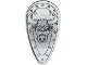 Part No: 2586px5  Name: Minifigure, Shield Ovoid with Bull Head Black Outline on Chrome Silver Pattern