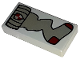 Part No: 3069pb0007  Name: Tile 1 x 2 with HP Dark Gray Sock with Gryffindor Crest and Dark Red Heel and Toe Pattern