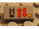 Part No: 3069pb0064  Name: Tile 1 x 2 with Car, Red Up and Down Arrows, and '2' in Circle Pattern (Sticker) - Set 8082