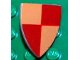 Part No: 3846px21  Name: Minifigure, Shield Triangular  with Red and Peach Quarters Pattern, Style 2