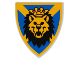 Part No: 3846px5  Name: Minifigure, Shield Triangular  with Lion Head, Blue and Yellow Pattern