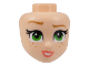 Part No: 101813  Name: Mini Doll, Head Friends with Medium Nougat Eyebrows and Freckles, Green Eyes, Coral Lips, and Open Mouth Smile with Teeth Pattern