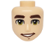 Part No: 105826  Name: Mini Doll, Head Friends Male Large with Thick Dark Brown Eyebrows, Olive Green Eyes, and Open Mouth Smile with Teeth Pattern