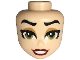 Part No: 106653  Name: Mini Doll, Head Friends with Black Thick Eyebrows and Eyelashes, Medium Nougat Eye Shadow, Olive Green Eyes, Dark Red Lips, and Open Mouth Smile with Teeth Pattern