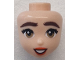 Part No: 107721  Name: Mini Doll, Head Friends with Dark Brown Bushy Eyebrows, Black Eyelashes, Dark Tan Eyes, Reddish Orange Lips, Open Mouth Smile with Teeth Pattern