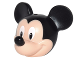Part No: 24629pb01  Name: Minifigure, Head, Modified Mouse with Black Ears and Nose and White Eyes Pattern (Mickey)
