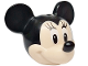 Part No: 24629pb10  Name: Minifigure, Head, Modified Mouse with Molded Black Top and Ears and Printed Nose, White Eyes Looking Right with Eyelashes Pattern (Minnie)