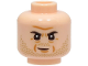 Part No: 28621pb0095  Name: Minifigure, Head Black Eyebrows, Dark Tan Stubble Beard, Medium Nougat Forehead Crease, Age Lines and Chin Dimple, Neutral Pattern - Vented Stud