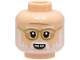 Part No: 28621pb0096  Name: Minifigure, Head White Eyebrows and Beard, Gold Rimmed Glasses, Medium Nougat Forehead Crease and Age Lines, Open Mouth Smile Pattern - Vented Stud
