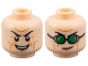 Part No: 28621pb0126  Name: Minifigure, Head Dual Sided Black Eyebrows, Medium Nougat Cheek Lines and Wrinkles, Furrowed Brow, Open Mouth Smile with Top Teeth / Lopsided Grin, Goggles with Green Lenses Pattern - Vented Stud