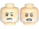 Part No: 28621pb0155  Name: Minifigure, Head Dual Sided Dark Bluish Gray Eyebrows, Upper Eyelids, White Beard and Moustache, Frown / Angry with Bared Teeth Pattern - Vented Stud