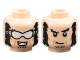 Part No: 28621pb0207  Name: Minifigure, Head Dual Sided Black Bushy Eyebrows, Mutton Chops, and Stubble, Medium Nougat Cheek Lines, Bared Teeth Smile and White Goggles / Grin Pattern - Vented Stud