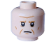 Part No: 28621pb0215  Name: Minifigure, Head Medium Nougat Eyebrows, Cheek Lines, Chin Dimple and Wrinkles and Black Eyes and Mouth Closed Angry Pattern - Vented Stud