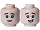 Part No: 28621pb0233  Name: Minifigure, Head Dual Sided Dark Brown Eyebrows, Tooth Gap Neutral / Lopsided Smile Pattern - Vented Stud