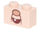 Part No: 3004pb258  Name: Brick 1 x 2 with Nougat Nose, Dark Red Open Mouth Smile with White Tooth, Reddish Brown Jowl Lines Pattern (Super Mario Professor E. Gadd Lower Face)