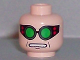 Part No: 3626bpb0198  Name: Minifigure, Head Glasses with Green Goggles, Open Mouth Pattern (Dr. Octavius) - Blocked Open Stud