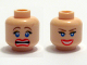 Part No: 3626bpb0351  Name: Minifigure, Head Dual Sided Female Blue Eyes, Scared / Smile with Teeth Pattern - Blocked Open Stud