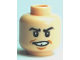 Part No: 3626bpb0490  Name: Minifigure, Head Male Black Eyebrows and Grin Missing Tooth Pattern (HP Marcus Flint) - Blocked Open Stud