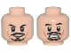 Part No: 3626bpb0559  Name: Minifigure, Head Dual Sided PotC Jack Sparrow Black Moustache and Goatee, Cheek Lines, Smile / Scared Pattern - Blocked Open Stud