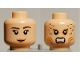 Part No: 3626bpb0570  Name: Minifigure, Head Dual Sided Female Mermaid with Dark Brown Eyebrows and Dimple / Bared Teeth and Gills Pattern - Blocked Open Stud