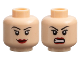 Part No: 3626bpb0635  Name: Minifigure, Head Dual Sided Female Black Eyebrows, Eyelashes, Red Lips, Smile / Angry with Bared Teeth Pattern - Blocked Open Stud