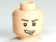 Part No: 3626cpb0382  Name: Minifigure, Head Male Reddish Brown Eyebrows, Medium Nougat Beard Stubble, Chin Dimple, and Open Mouth Lopsided Grin Pattern - Hollow Stud
