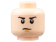 Part No: 3626cpb0402  Name: Minifigure, Head Male Stern Black Eyebrows, White Pupils and Orange Chin Dimple Pattern - Hollow Stud