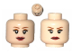 Part No: 3626cpb0416  Name: Minifigure, Head Dual Sided Female Eyelashes, Eye Shadow, Dark Red Lips, Smile / Frown Pattern (Tamina, Leia) - Hollow Stud