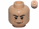 Part No: 3626cpb0487  Name: Minifigure, Head Black Eyebrows, Eyelids, and Mouth, Medium Nougat Chin Dimple and Wrinkles, Furrowed Brow, Neutral Pattern - Hollow Stud