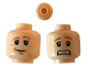 Part No: 3626cpb0492  Name: Minifigure, Head Dual Sided Dark Orange Eyebrows, Freckles, Smile / Scared Pattern (HP Ron) - Hollow Stud